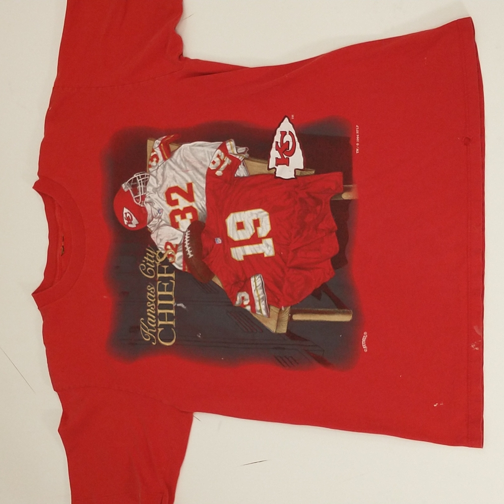 Vintage Kansas City Chiefs NFL Football T Shirt 1994 Nineties Tee Red Cotton Lg